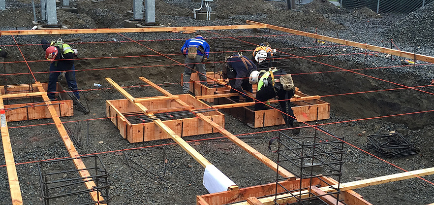 Artistic Concrete new industrial concrete foundation frame and pour in North Bend, Washington.